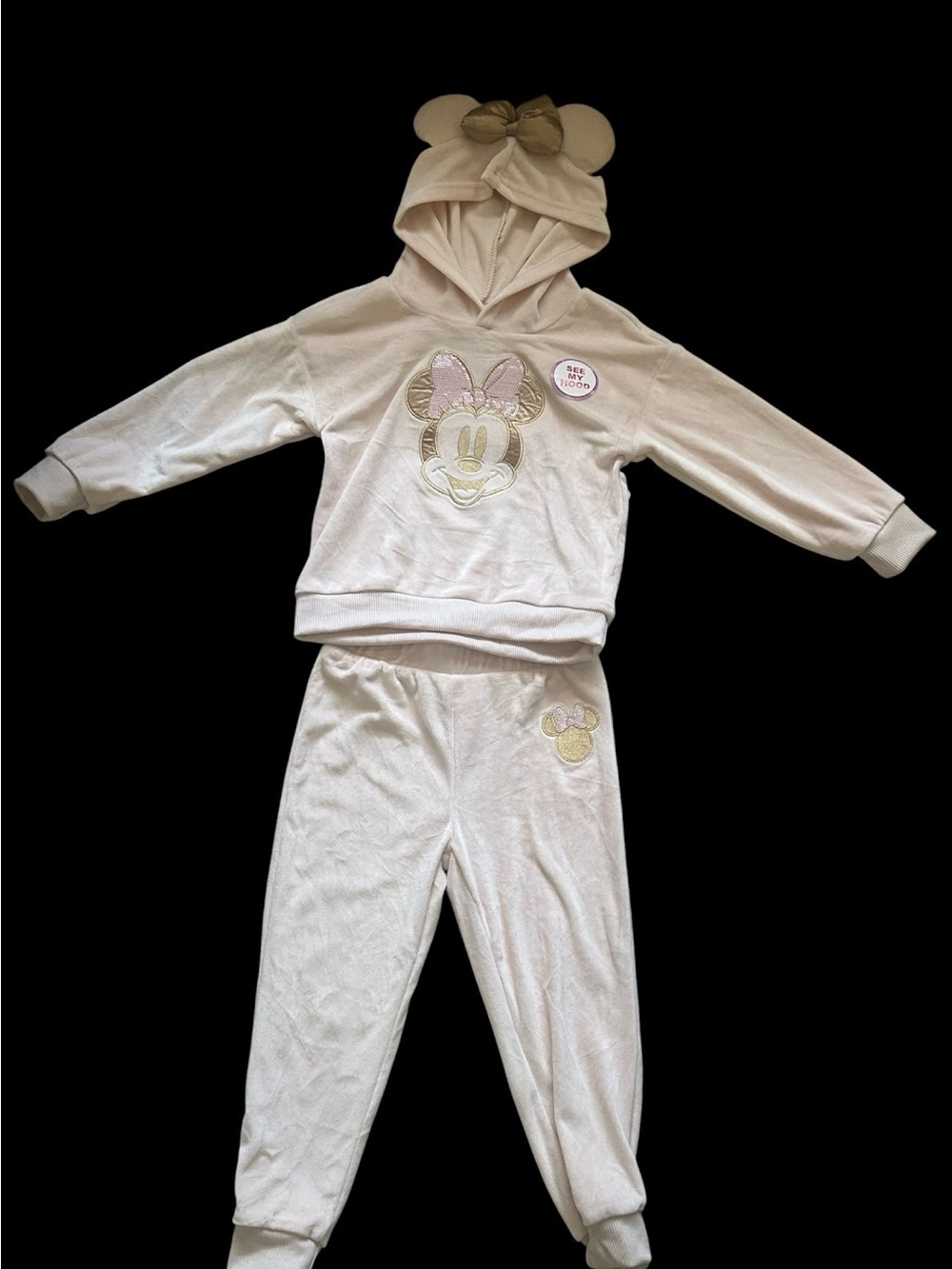 🔥2/$20🔥Disney Pink Minnie Mouse Hooded Set with Bow